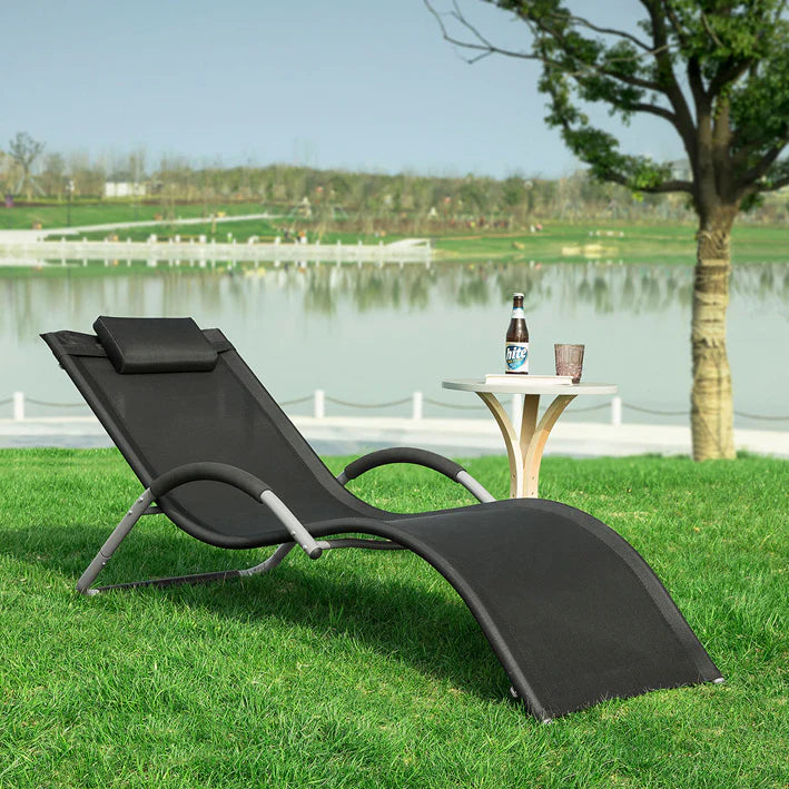 SoBuy Chaise de jardin - Lounger Noir - 63x66x172cm - OGS38-SCH