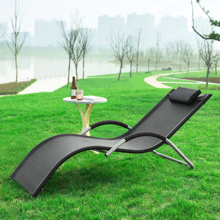 SoBuy Chaise de jardin - Lounger Noir - 63x66x172cm - OGS38-SCH