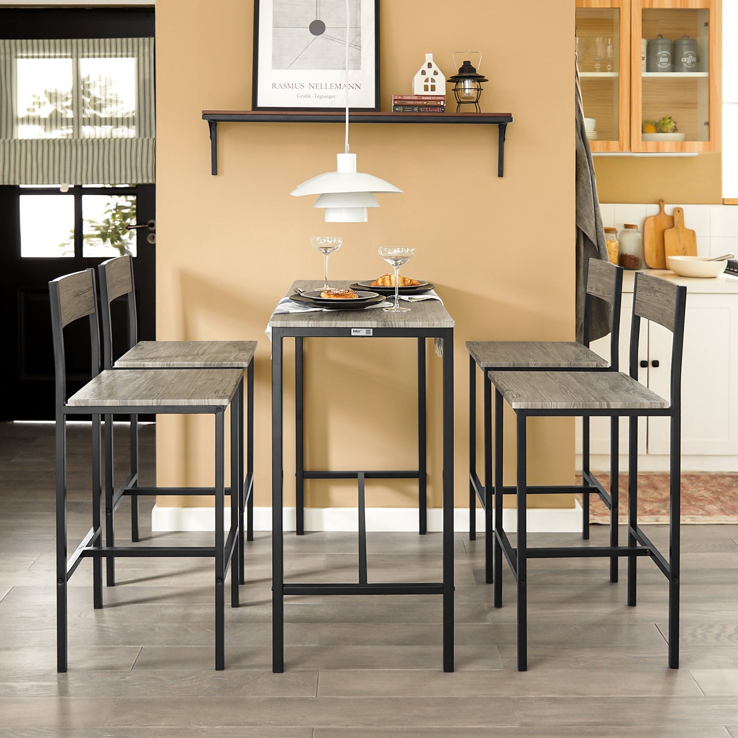 SoBuy Ensemble de table à manger OGT14-N - 1 table et 4 chaises - 100 x 45 x 87 cm - MDF