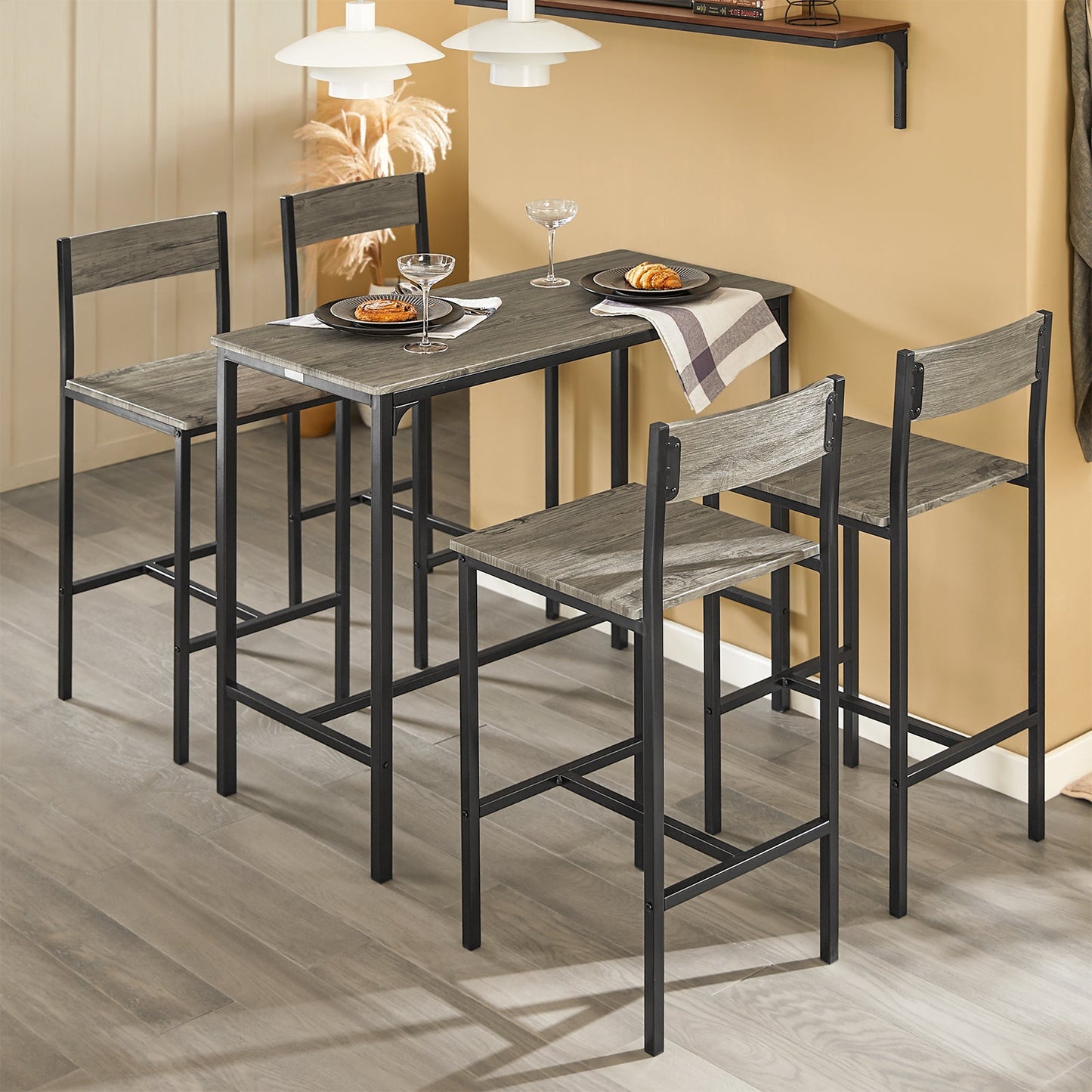 SoBuy Ensemble de table à manger OGT14-N - 1 table et 4 chaises - 100 x 45 x 87 cm - MDF