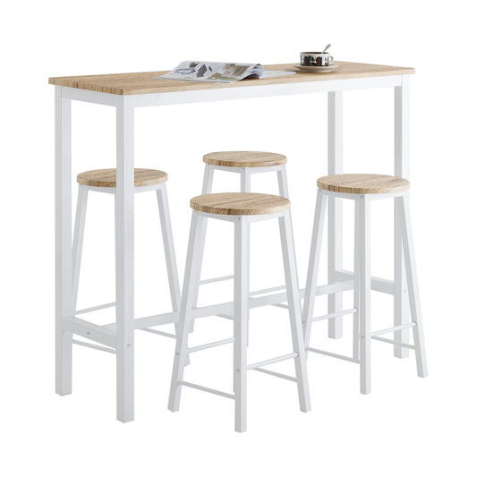 SoBuy Table de bar avec 4 tabourets - Max. 150 kg - Industriel - 120 x 40 x 100 cm - Marron / Noir