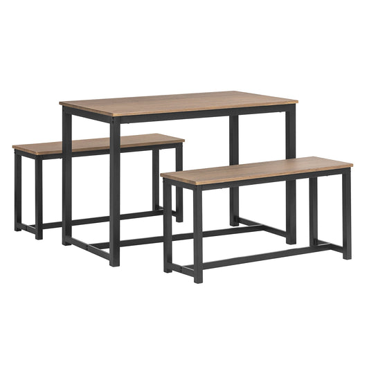 SoBuy Table de salle à manger avec 2 canapés - Max. 150 kg - 110 x 58 x 74 cm - Industriel - Brun / Noir