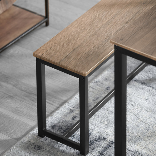 SoBuy Table de salle à manger avec 2 canapés - Max. 150 kg - 110 x 58 x 74 cm - Industriel - Brun / Noir
