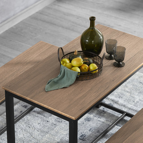 SoBuy Table de salle à manger avec 2 canapés - Max. 150 kg - 110 x 58 x 74 cm - Industriel - Brun / Noir