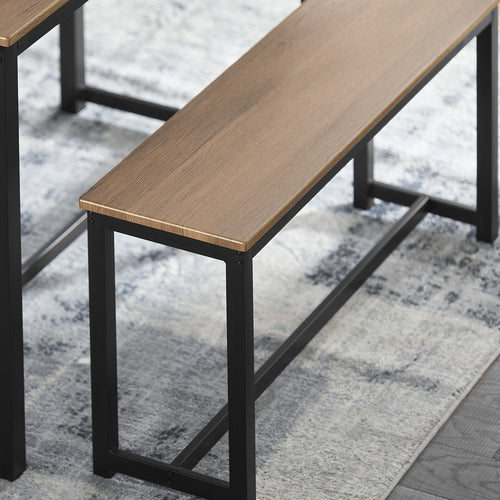 SoBuy Table de salle à manger avec 2 canapés - Max. 150 kg - 110 x 58 x 74 cm - Industriel - Brun / Noir