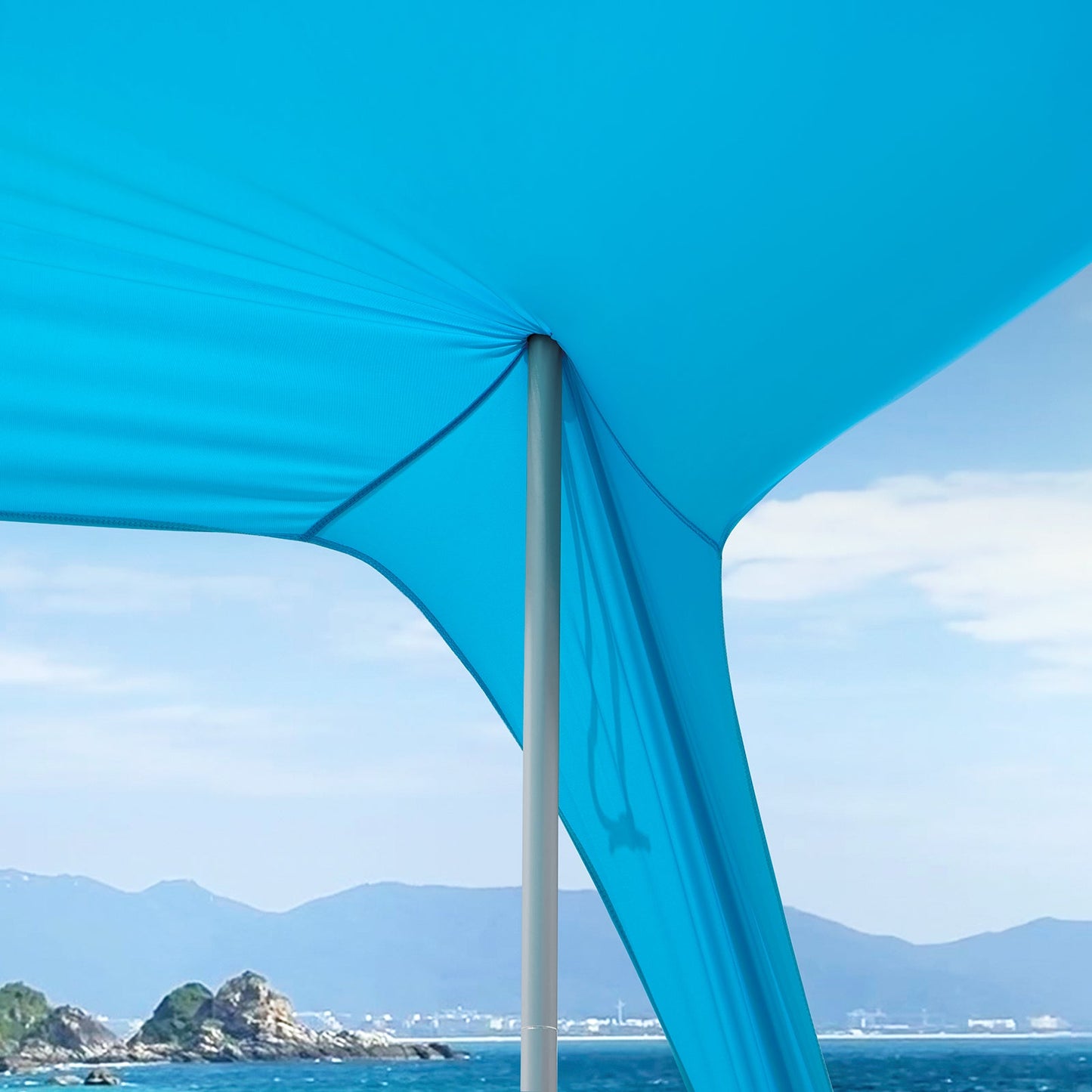 SoBuy Tente de plage 400x400x200 cm Turquoise - Lycra Polyester Anti-UV UPF 30 - Tente de plage portable avec sac de transport
