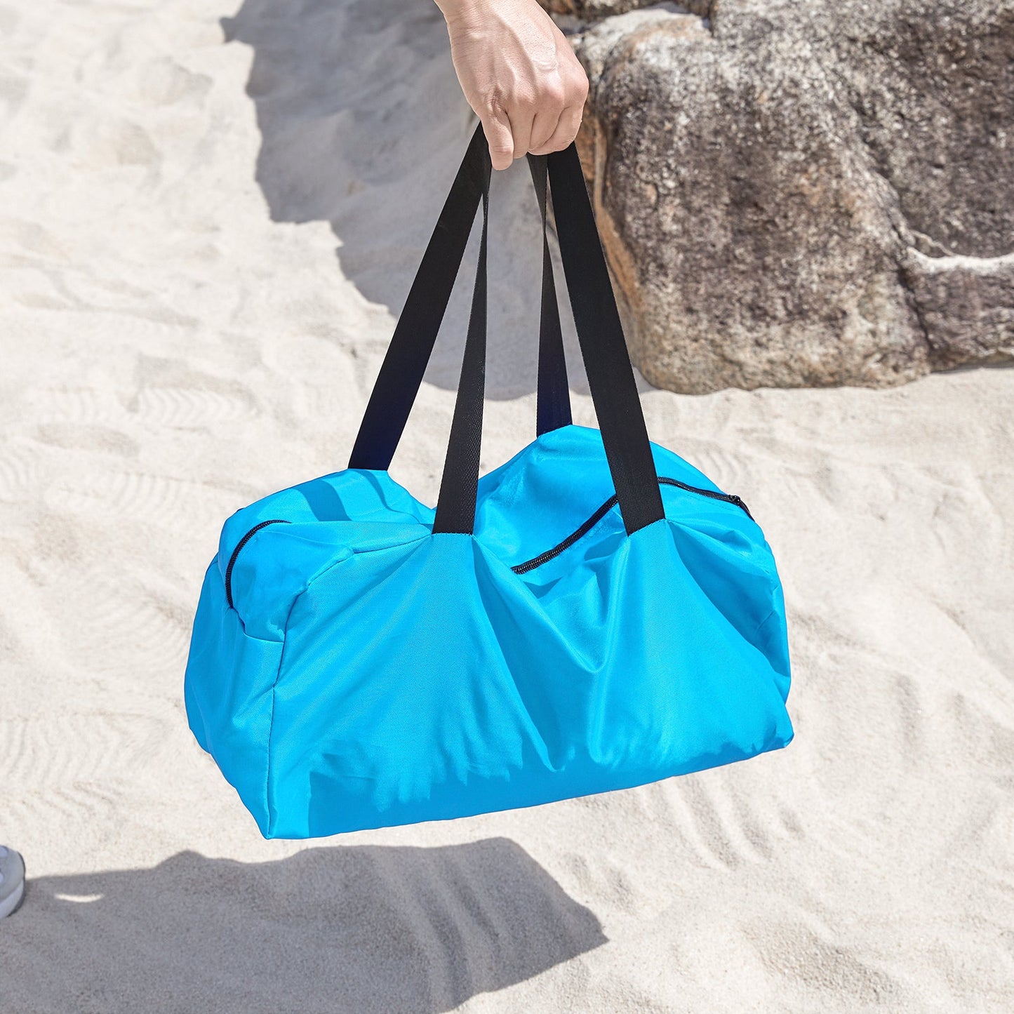SoBuy Tente de plage 400x400x200 cm Turquoise - Lycra Polyester Anti-UV UPF 30 - Tente de plage portable avec sac de transport