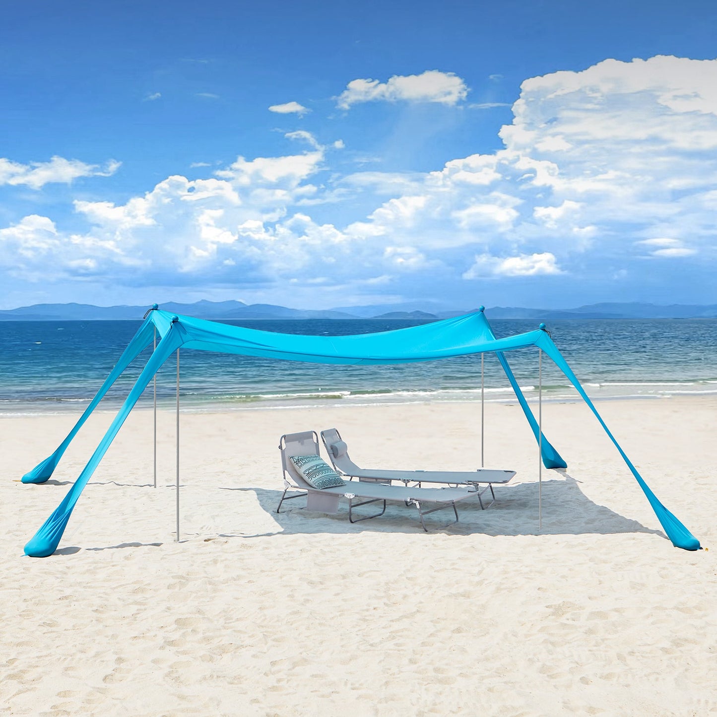 SoBuy Tente de plage 400x400x200 cm Turquoise - Lycra Polyester Anti-UV UPF 30 - Tente de plage portable avec sac de transport