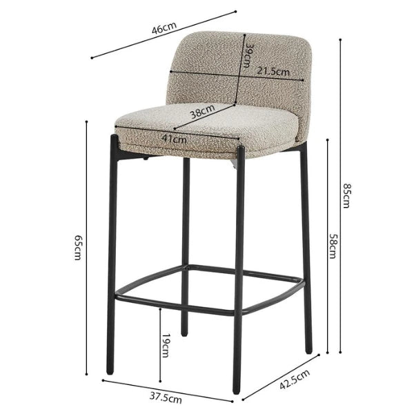Rousseau Tabouret de bar Ella - H85 x L37 x P42 cm - Gris