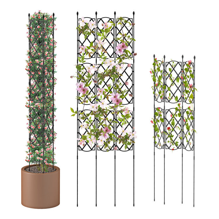 Lot de 3 supports de plantes noirs pour potager surélevé - 19 x 64 pouces (48 x 164 cm)