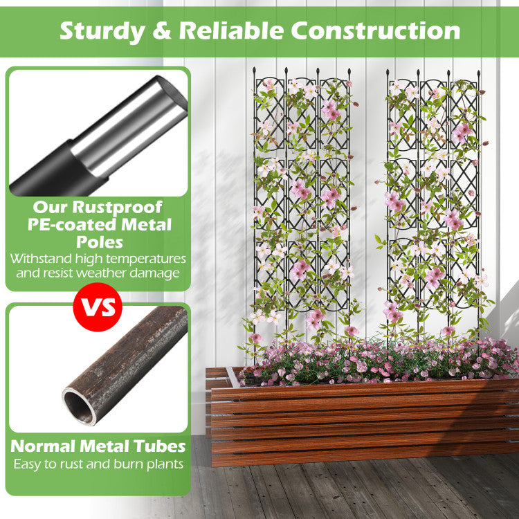 Lot de 3 supports de plantes noirs pour potager surélevé - 19 x 64 pouces (48 x 164 cm)