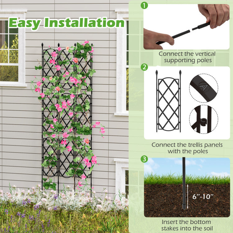 Lot de 3 supports de plantes noirs pour potager surélevé - 19 x 64 pouces (48 x 164 cm)