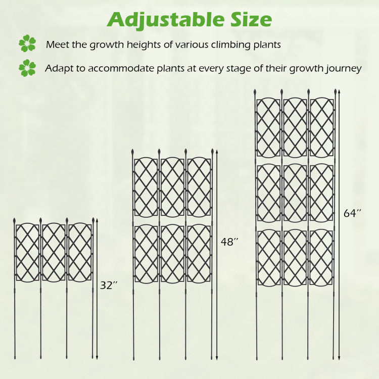 Lot de 3 supports de plantes noirs pour potager surélevé - 19 x 64 pouces (48 x 164 cm)