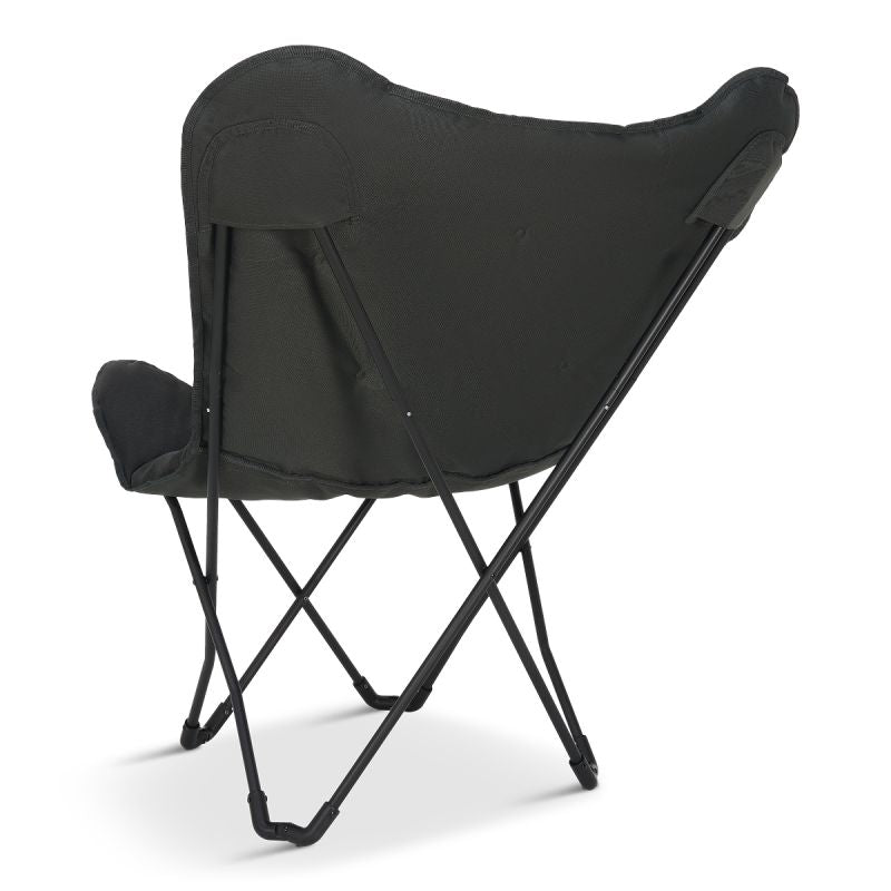 Trvlmore - Butterfly Chair Chaise de camping - 82 x 70 x 92 cm - Capacité de charge de 136 kg, design pliable et sac de transport inclus - Pour le camping et le jardin - Polyester noir et acier