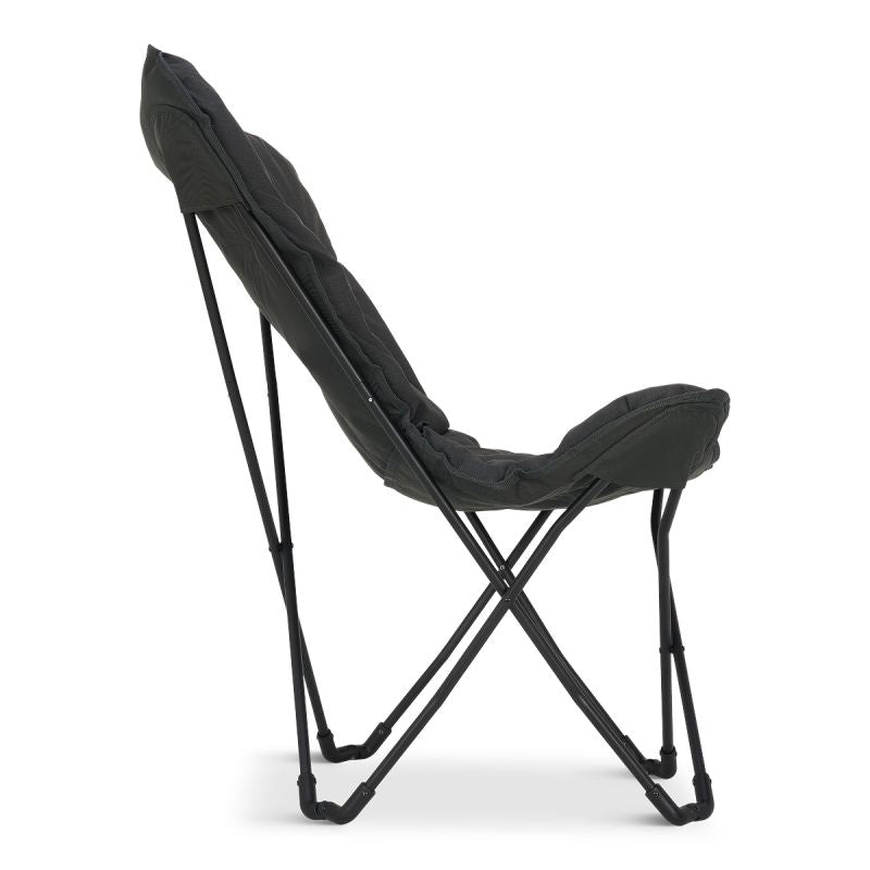 Trvlmore - Butterfly Chair Chaise de camping - 82 x 70 x 92 cm - Capacité de charge de 136 kg, design pliable et sac de transport inclus - Pour le camping et le jardin - Polyester noir et acier