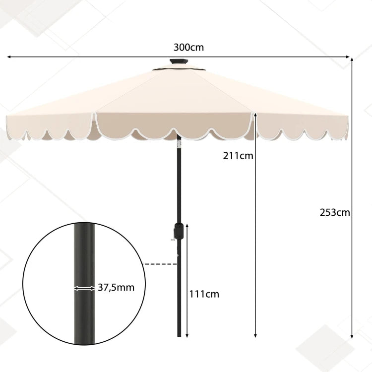 Parasol de jardin Coast avec LED solaire - Parasol inclinable avec pendule et 8 côtes