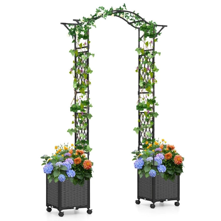 Coast Pergola - Climbing Rack - 2-en-1 - Jardinières - Arrosage automatique - 208x40x250 cm - Gris