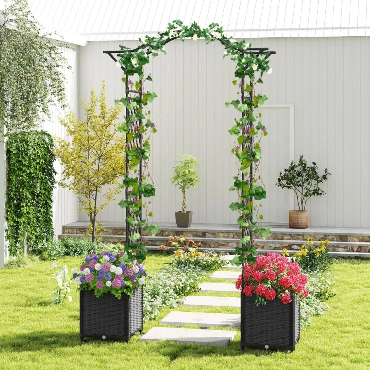 Coast Pergola - Climbing Rack - 2-en-1 - Jardinières - Arrosage automatique - 208x40x250 cm - Gris
