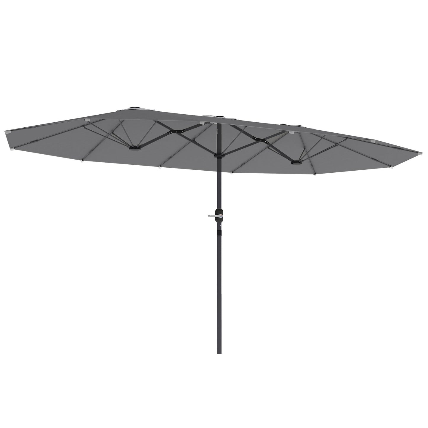 Outsunny XXL Parasol double face 436x260 cm - Gris foncé - Protection UV30+ - Ovale - Avec manivelle - Jardin et terrasse
