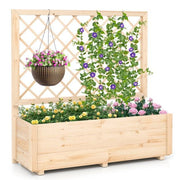Jardinière surélevée Coast avec treillis – Jardinière en bois 98 x 34 x 104 cm – Naturel