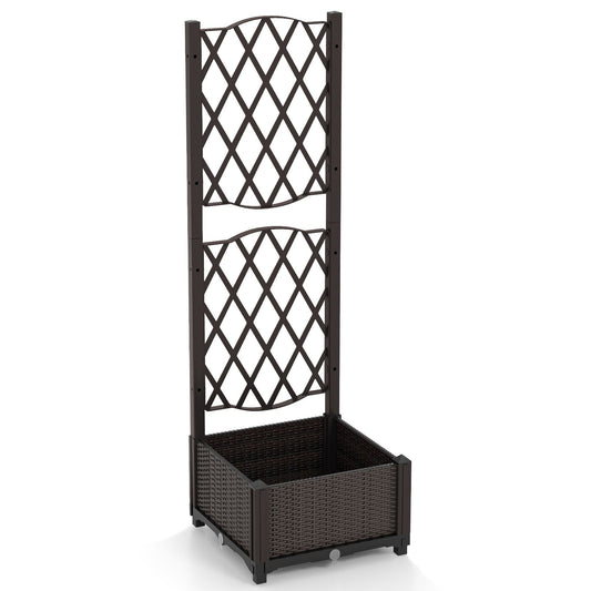 Jardinière Coast avec support d'escalade - Rotin - 40 x 40 x 122 cm - Marron