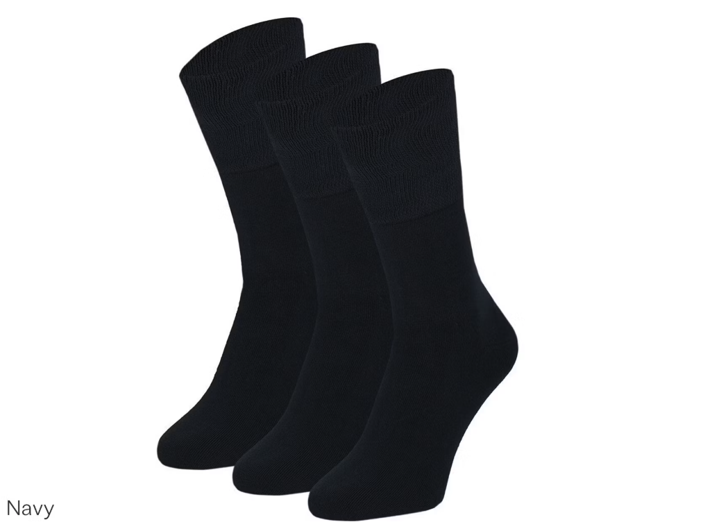 Chaussettes en bambou pour diabétiques - Idéales pour la thrombose - Unisexe - 3 paires - Marine