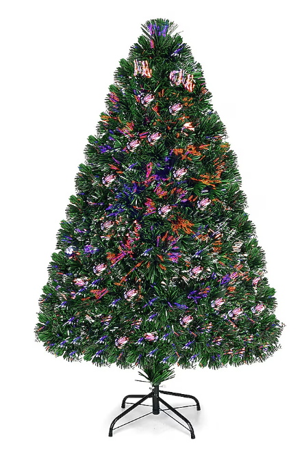 Arbre de Noël artificiel (pré-éclairé) Coast - avec fibre de verre et lumières LED multicolores, 125 pointes - 122 x 64 cm - PVC/métal - Vert
