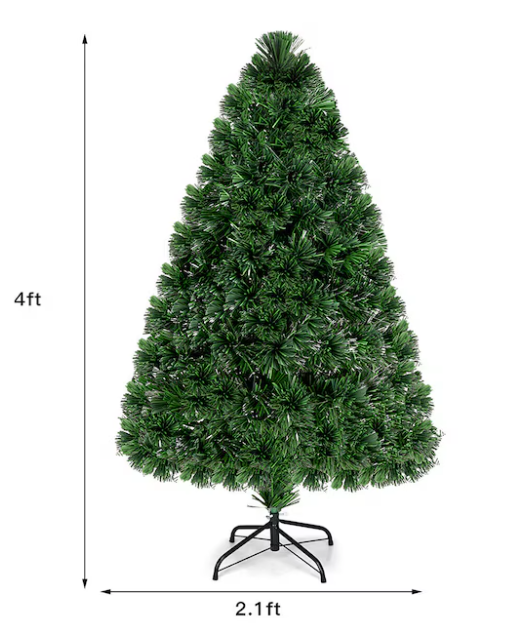 Arbre de Noël artificiel (pré-éclairé) Coast - avec fibre de verre et lumières LED multicolores, 125 pointes - 122 x 64 cm - PVC/métal - Vert