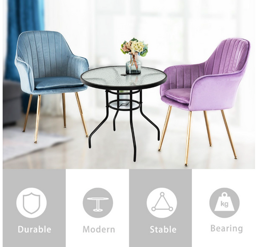 Coast Table de bistro / Table de terrasse - Ø 81 cm, Avec parapluie, Résistant aux intempéries, Charge admissible 80 kg - Verre trempé/Fer - Noir