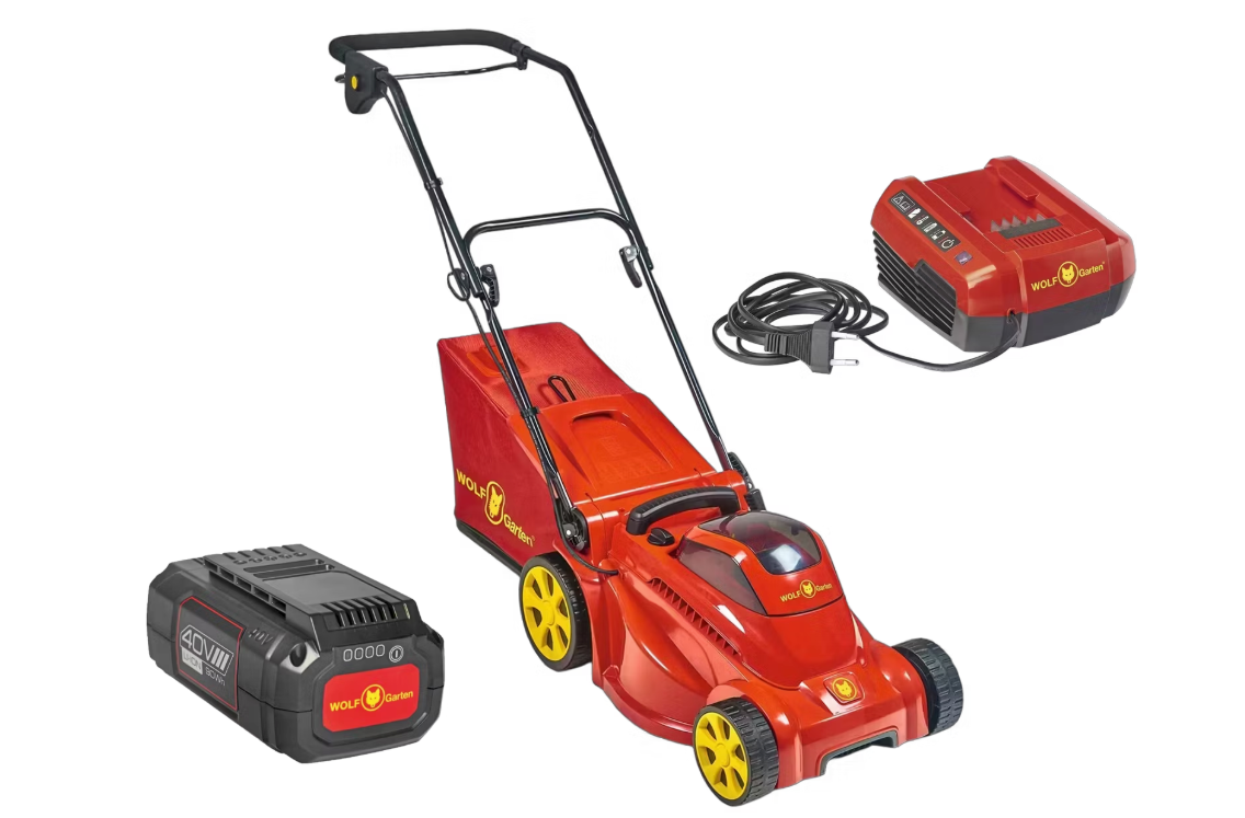 WOLF-Garten LYCOS 40/340 MH Accu Tondeuse à gazon 34 cm - Rouge - Chargeur rapide et batterie inclus