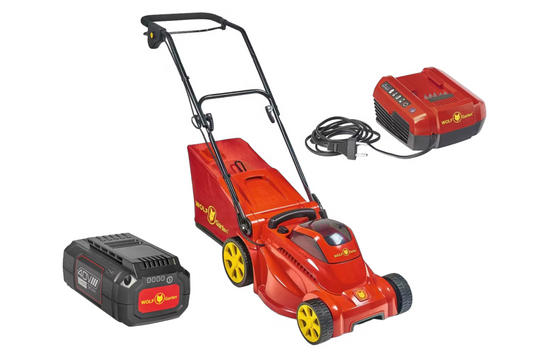 WOLF-Garten LYCOS 40/340 MH Accu Tondeuse à gazon 34 cm - Rouge - Chargeur rapide et batterie inclus