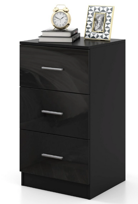 Coast - Classeur à 3 tiroirs - 37,1 x 34,2 x 66,5 cm - Composite noir et bois - Capacité de 55 kg - Pour le bureau et la maison