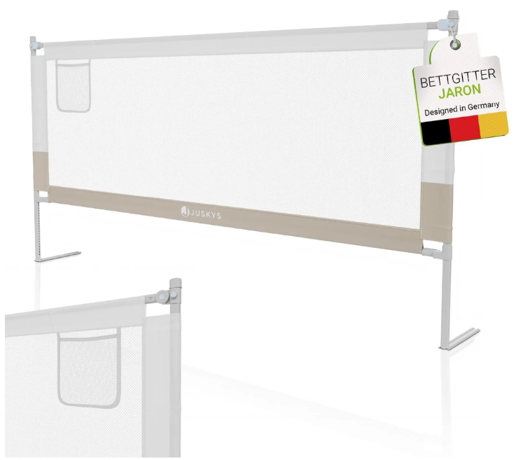Juskys Baby Barrière de lit Jaron - 200 cm - Réglable et combinable - Beige - Barrière de lit anti-chute