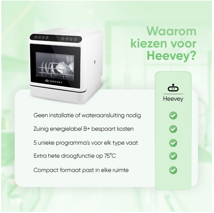 Heevey - Mini lave-vaisselle et lave-vaisselle de camping - blanc et plastique - 5 programmes de lavage - autonome - avec système de stérilisation