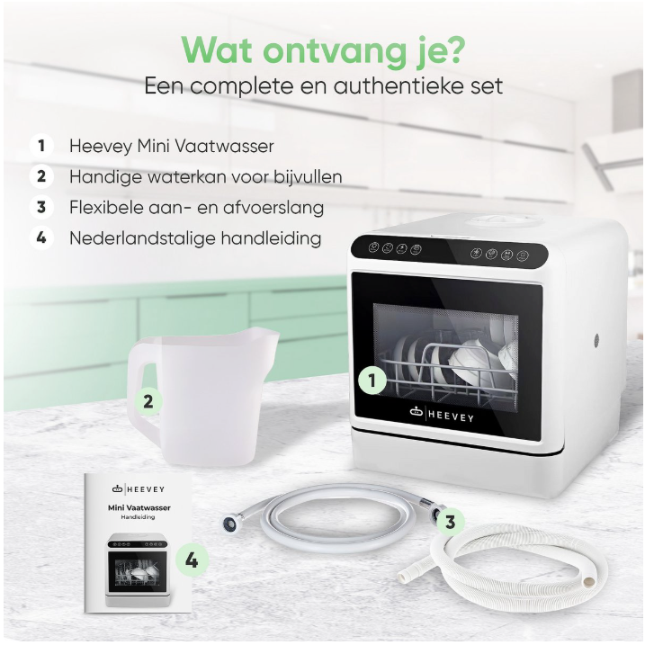 Heevey - Mini lave-vaisselle et lave-vaisselle de camping - blanc et plastique - 5 programmes de lavage - autonome - avec système de stérilisation