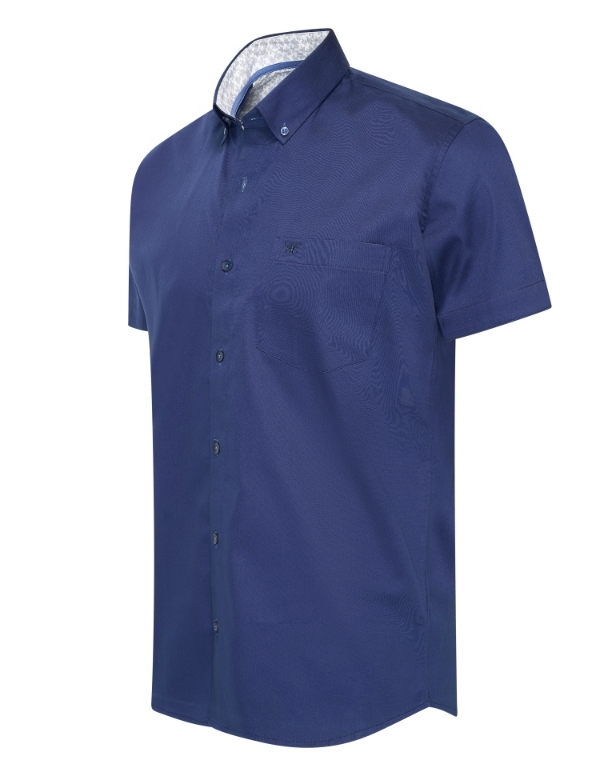Cappuccino Italia - Chemise à manches courtes Uni pour homme - Marine - Taille XXL