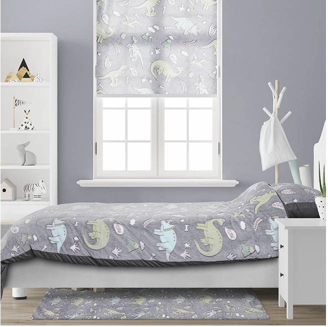 Sleeptime Glow in the Dark Dinosaurs Housse de couette - 140x200/220 + 1 taie d'oreiller 60x70 - Gris