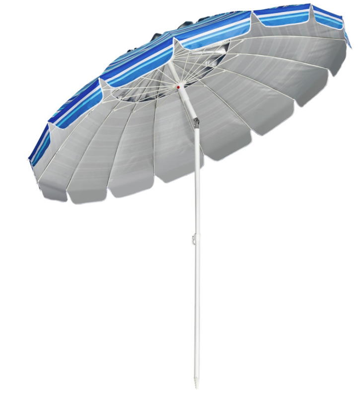 Coast - Parasol de plage - 245 cm de diamètre (8 pieds) - Avec ancre à sable et mécanisme d'inclinaison - Protection UV 50+ - Métal et polyester - Bleu
