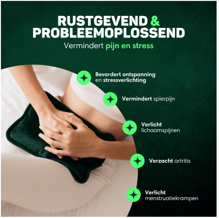 Vulpes Goods® - Pichet électrique - Flanelle verte douce - Affichage numérique - Comprend un chauffe-mains, un chauffe-pieds et une sangle chauffante - Rechargeable et sans fil - Contre les douleurs menstruelles