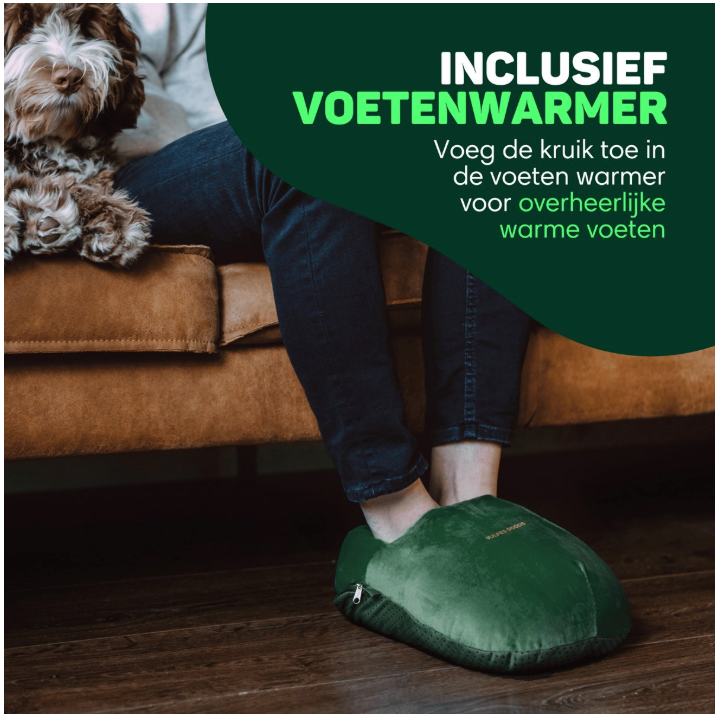 Vulpes Goods® - Pichet électrique - Flanelle verte douce - Affichage numérique - Comprend un chauffe-mains, un chauffe-pieds et une sangle chauffante - Rechargeable et sans fil - Contre les douleurs menstruelles