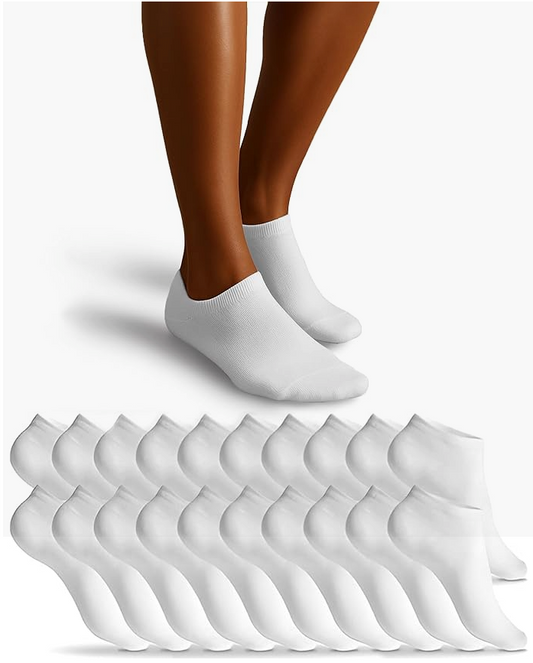 HELDENWERK - Chaussettes de sport et de baskets - 10 paires - Coton blanc - Respirant et sans couture - Taille 39-42 - Antidérapant et extra confortable - Unisexe