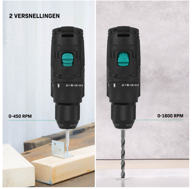 Vonroc Pro Perceuse sans fil 20v - 40nm - avec batterie 4.0ah, chargeur rapide et 46 accessoires dans une mallette de luxe