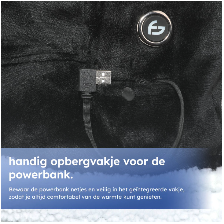 SAAF - Couverture chauffante à capuche & Snuggle Hoodie - Taille unique - Polyester noir - 3 étapes avec batterie 10 000 mAh - Ultra douce et chauffée par USB - Confort maximal