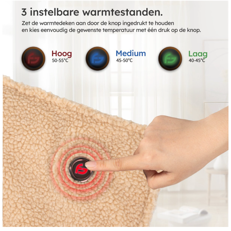 Saaf - Couverture chauffante et chauffage de siège - 40 x 110 cm - Beige Teddy - 3 niveaux de chaleur avec batterie 10 000 mAh - Chauffage sans fil et USB - Confort maximal