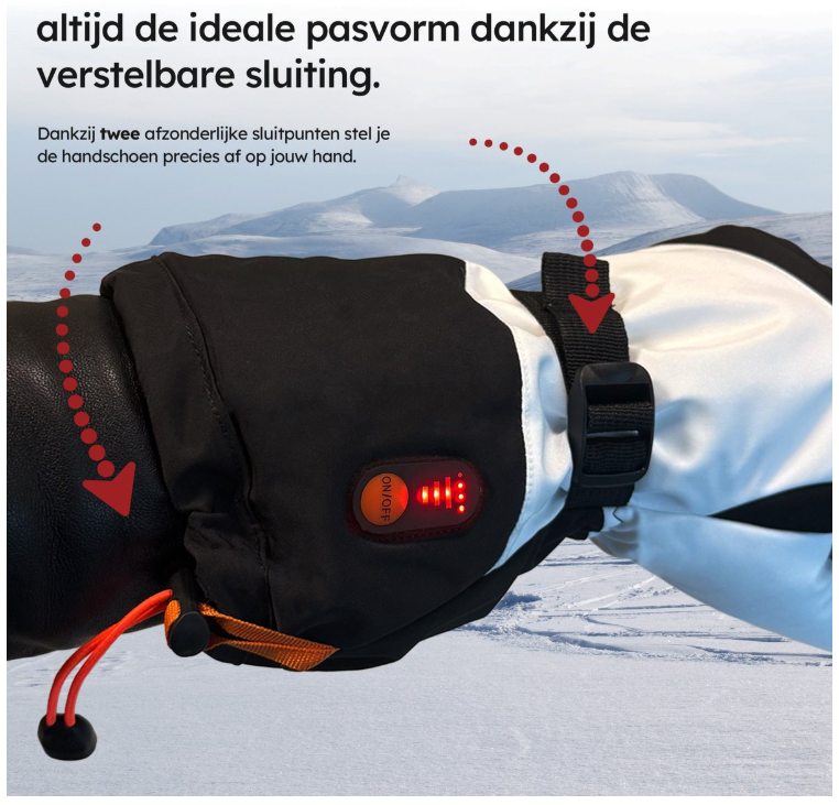 Saaf - Gants chauffants Premium - Taille L - Polyester blanc et noir - 3 niveaux de chaleur et rechargeable - Hydrofuge et coupe-vent - Confort optimal