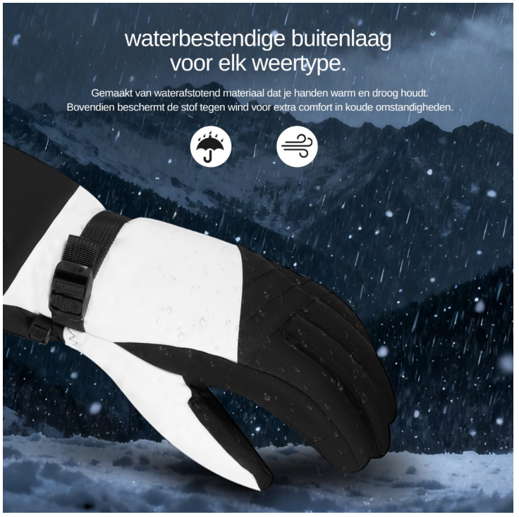 Saaf - Gants chauffants Premium - Taille L - Polyester blanc et noir - 3 niveaux de chaleur et rechargeable - Hydrofuge et coupe-vent - Confort optimal