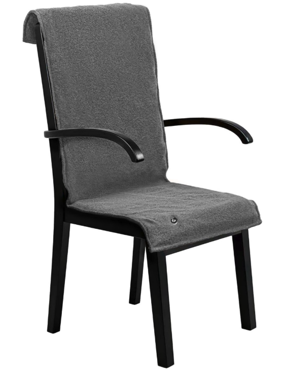 Couverture électrique et chauffage de chaise Saaf - 40 x 110 cm - Polyester gris original - 3 modes de chauffage avec 10 000 mAh Powerbank - Chauffage sans fil et USB - Confort maximal - gris
