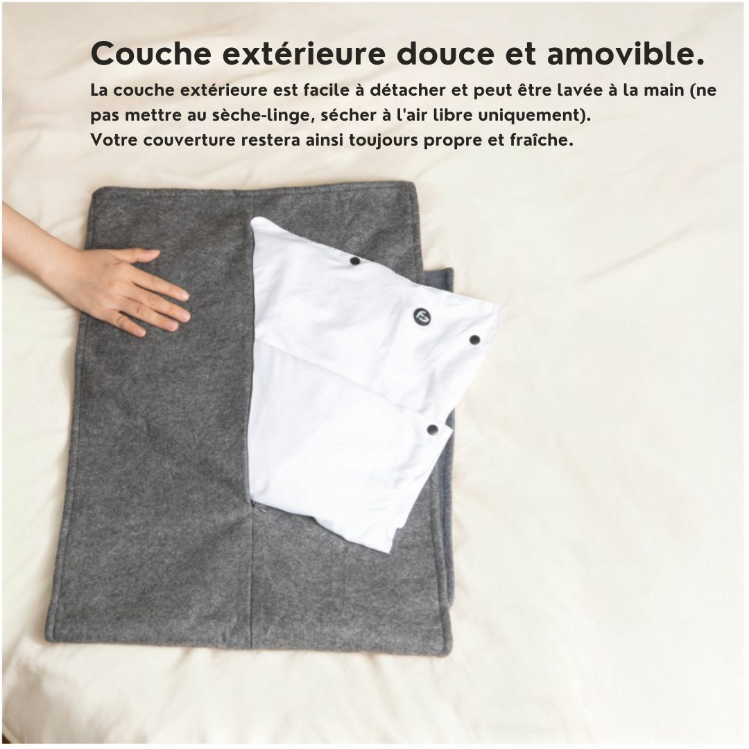 Couverture électrique et chauffage de chaise Saaf - 40 x 110 cm - Polyester gris original - 3 modes de chauffage avec 10 000 mAh Powerbank - Chauffage sans fil et USB - Confort maximal - gris