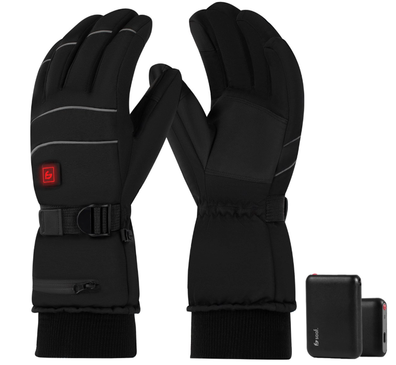 Saaf - Gants chauffants Pro - Taille XS - Polyester noir - 3 niveaux de chaleur et rechargeable - Hydrofuge et coupe-vent - Confort optimal