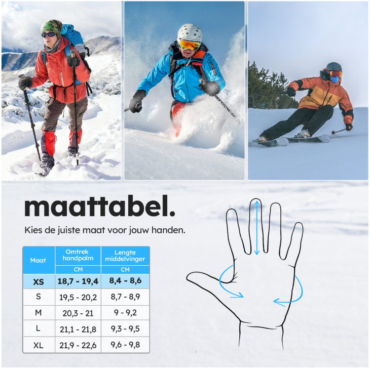 Saaf - Gants chauffants Pro - Taille XS - Polyester noir - 3 niveaux de chaleur et rechargeable - Hydrofuge et coupe-vent - Confort optimal